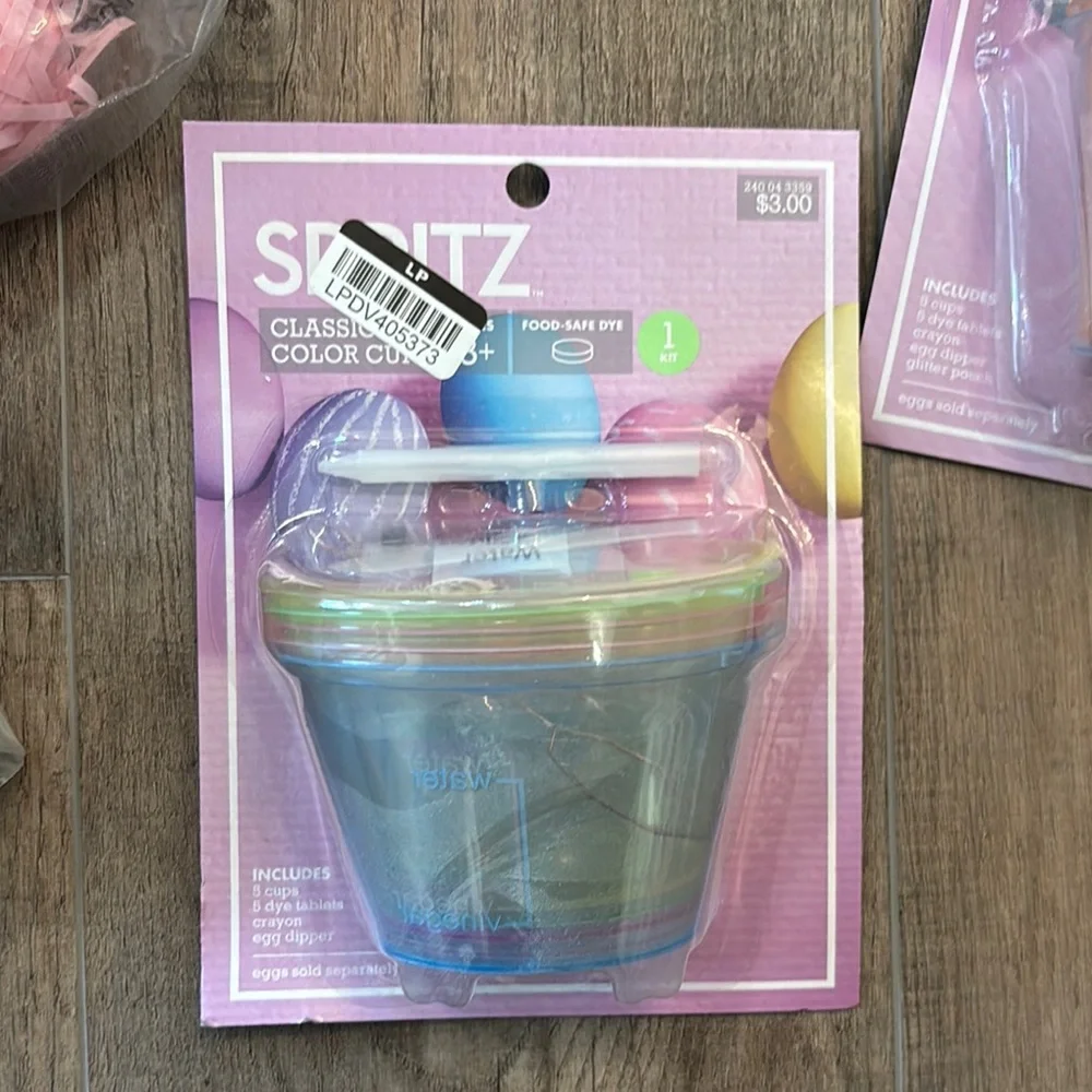Spritz Pink and Green Easter Party Supplies Egg Dying‎ Kits Easter Baskets Grass